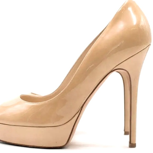 Jimmy Choo Peep-Toe Patent Nude Crown Pumps • Size: 37 - Picture 2 of 6